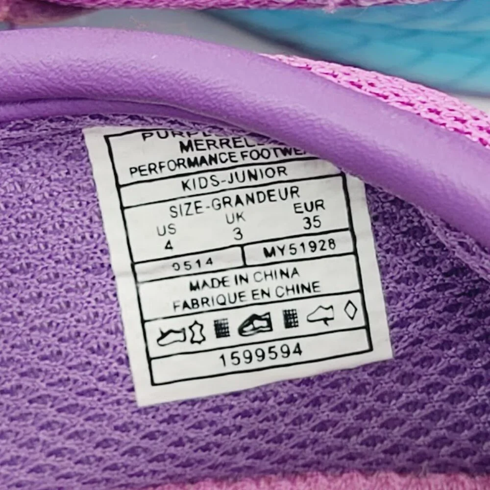 Merrell‎ Girl's Purple Z Strap Performance Outdoor Mary Jane Casual Shoes Size 4